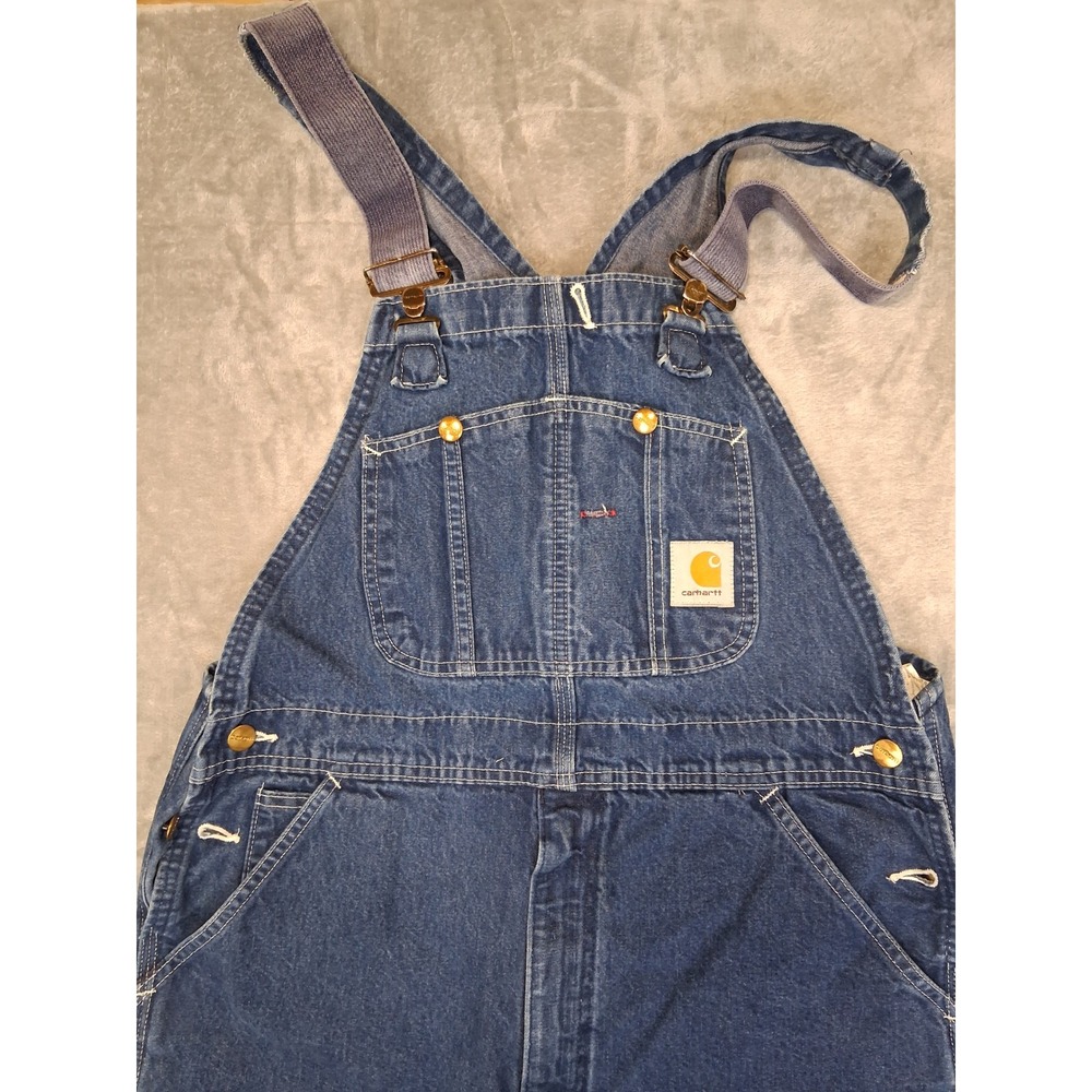Carhartt Bib Overalls Relaxed Fit Straight Leg Union Made R08 DNM Workwear Denim